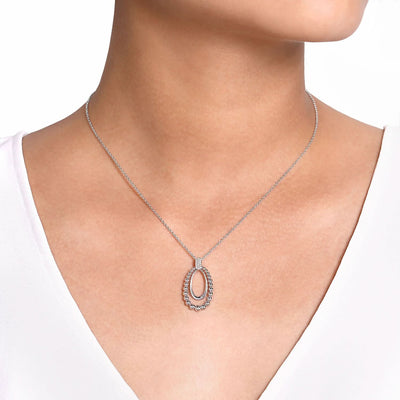 Sterling Silver White Sapphire Necklace 17.5 inch