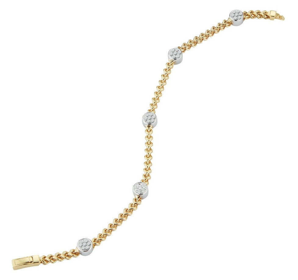 14K Yellow & White Natural Diamond Station Bracelet