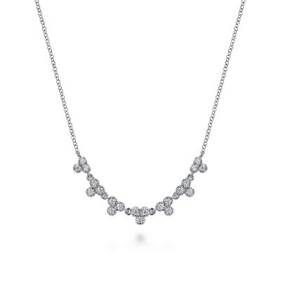 14K White Natural Diamond 17.5 inch Necklace