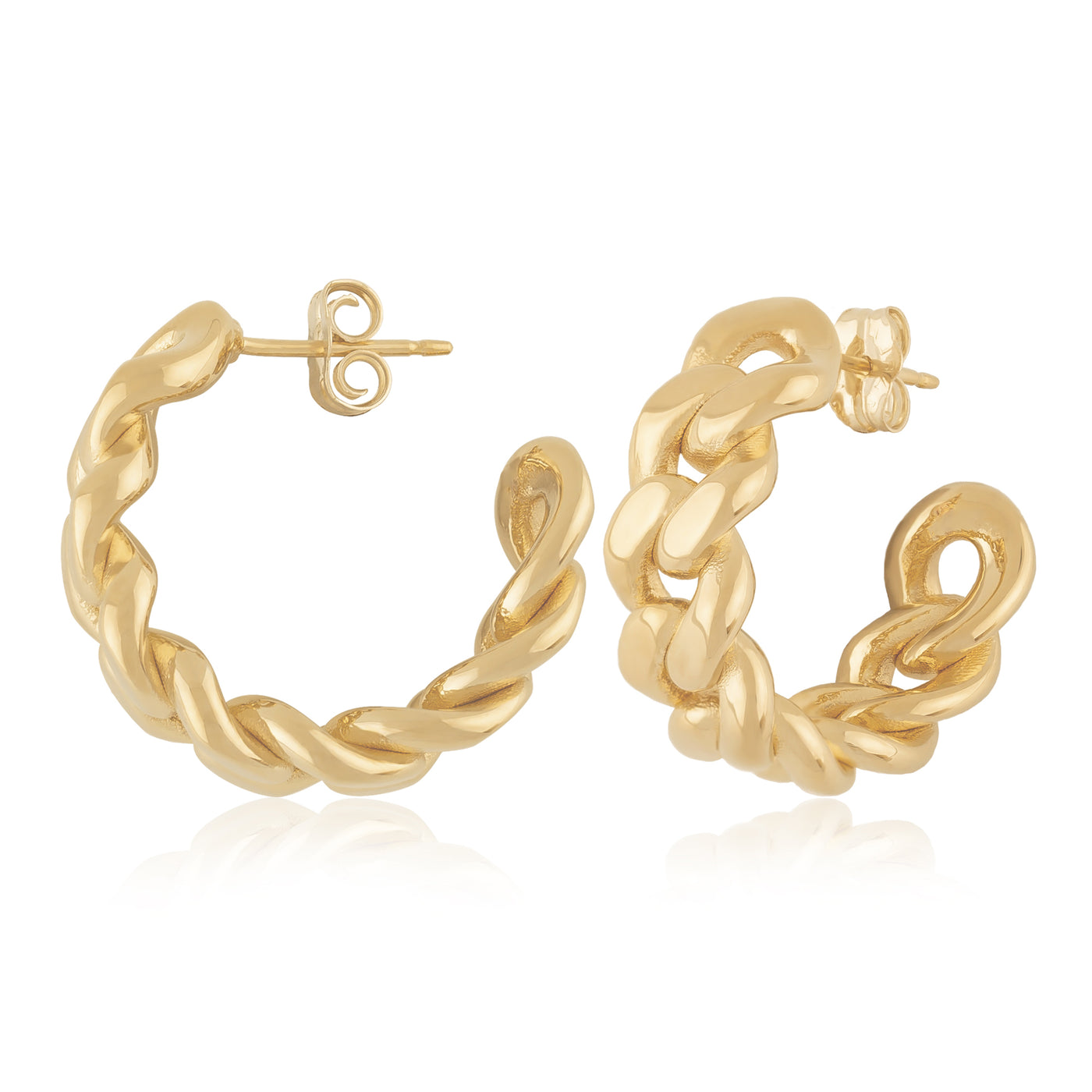 14K Yellow Miami Cuban Link Hoop Earrings