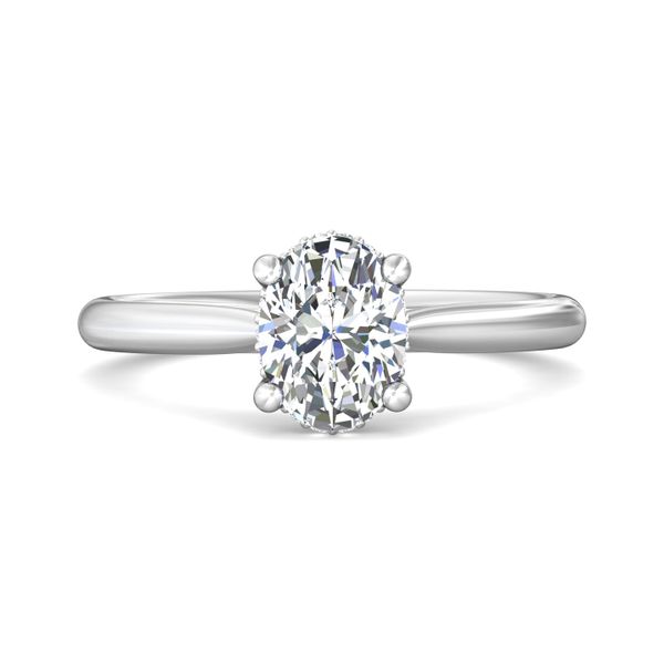 14K White Natural Diamond Semi-Mount Ring that accomodates a 8.00 mm Center