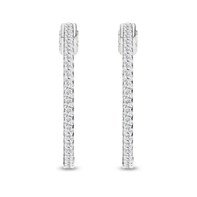 14K White Lab Grown Diamond Hoop Earrings