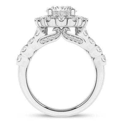 14K White Oval Lab Grown Diamond Halo Engagement Ring