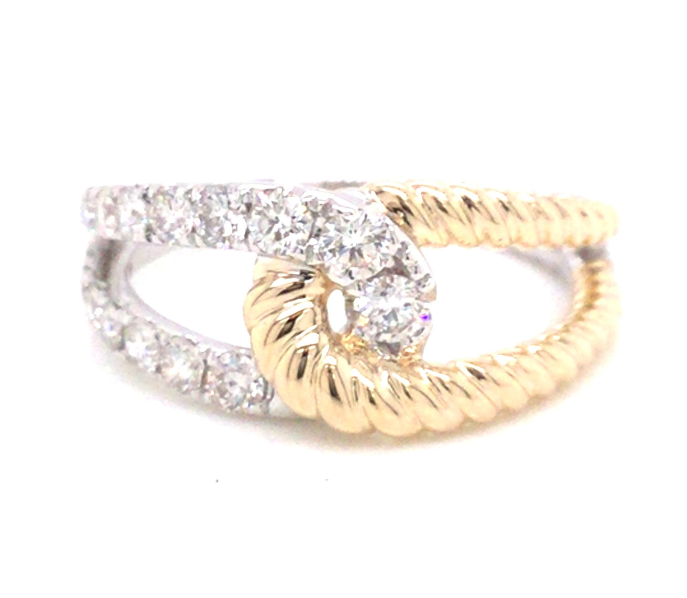 14K Yellow & White Contemporary Natural Diamond Ring Size 7