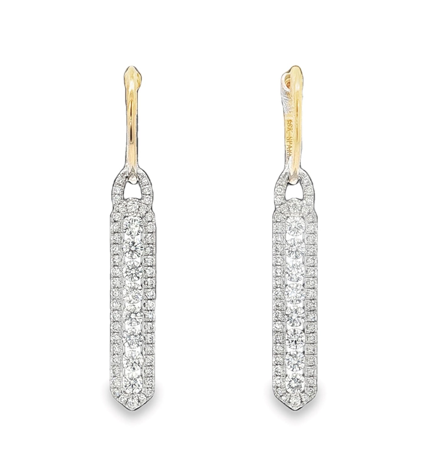 18K Yellow & White Natural Diamond Dangle Earrings