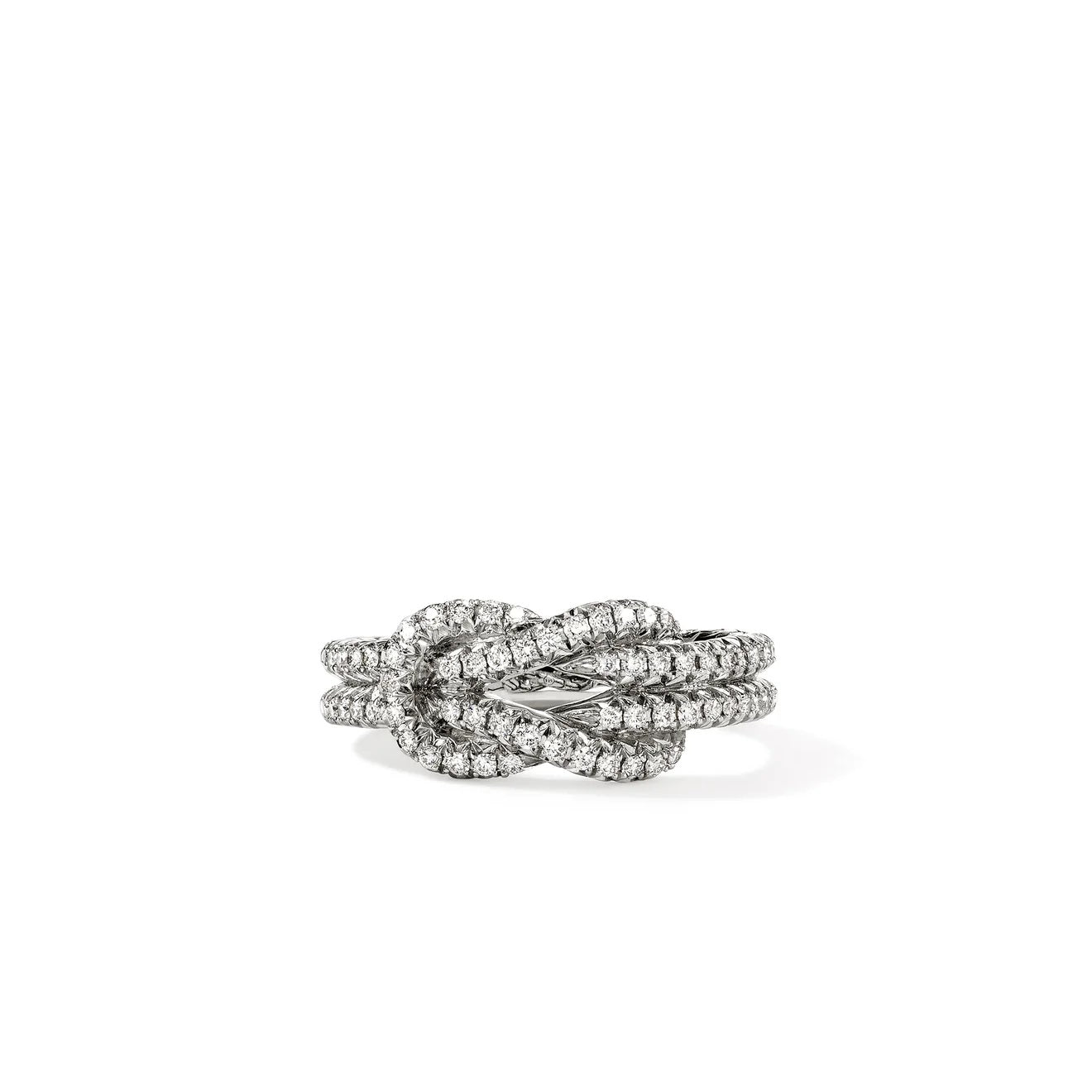 Sterling Silver Love Knot Natural Diamond Ring Size 7