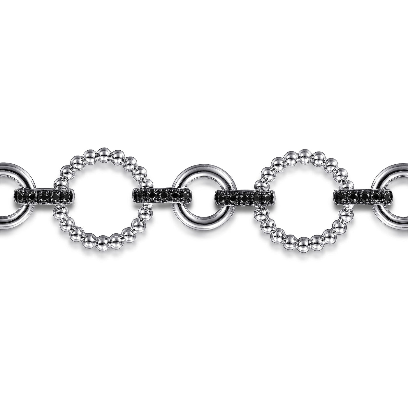 Sterling Silver Black Spinel LinkTennis Bracelet