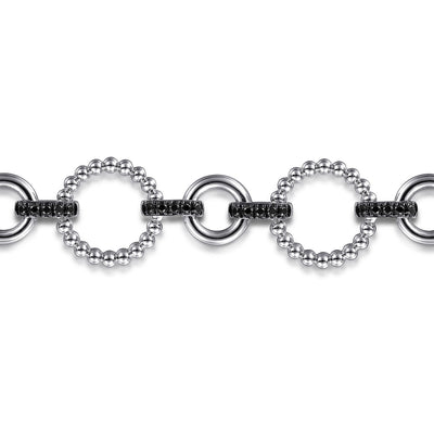 Sterling Silver Black Spinel LinkTennis Bracelet