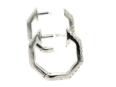 14K White Natural Diamond Huggie Earrings