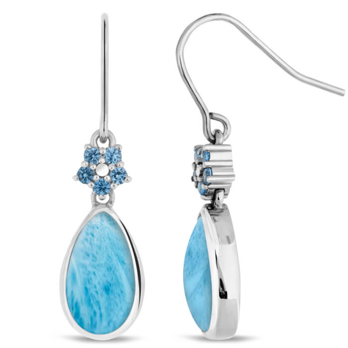 Sterling Silver Larimar and Blue Spinel Dangle Earrings