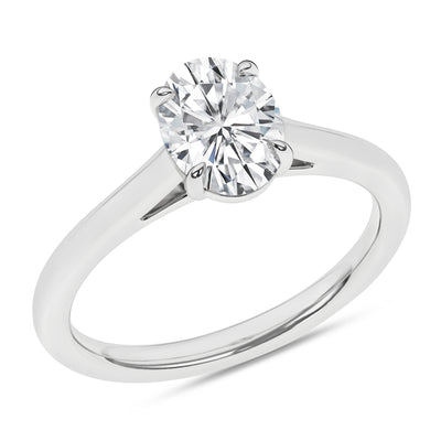 14K White Oval Lab Grown Diamond Solitaire Engagement Ring