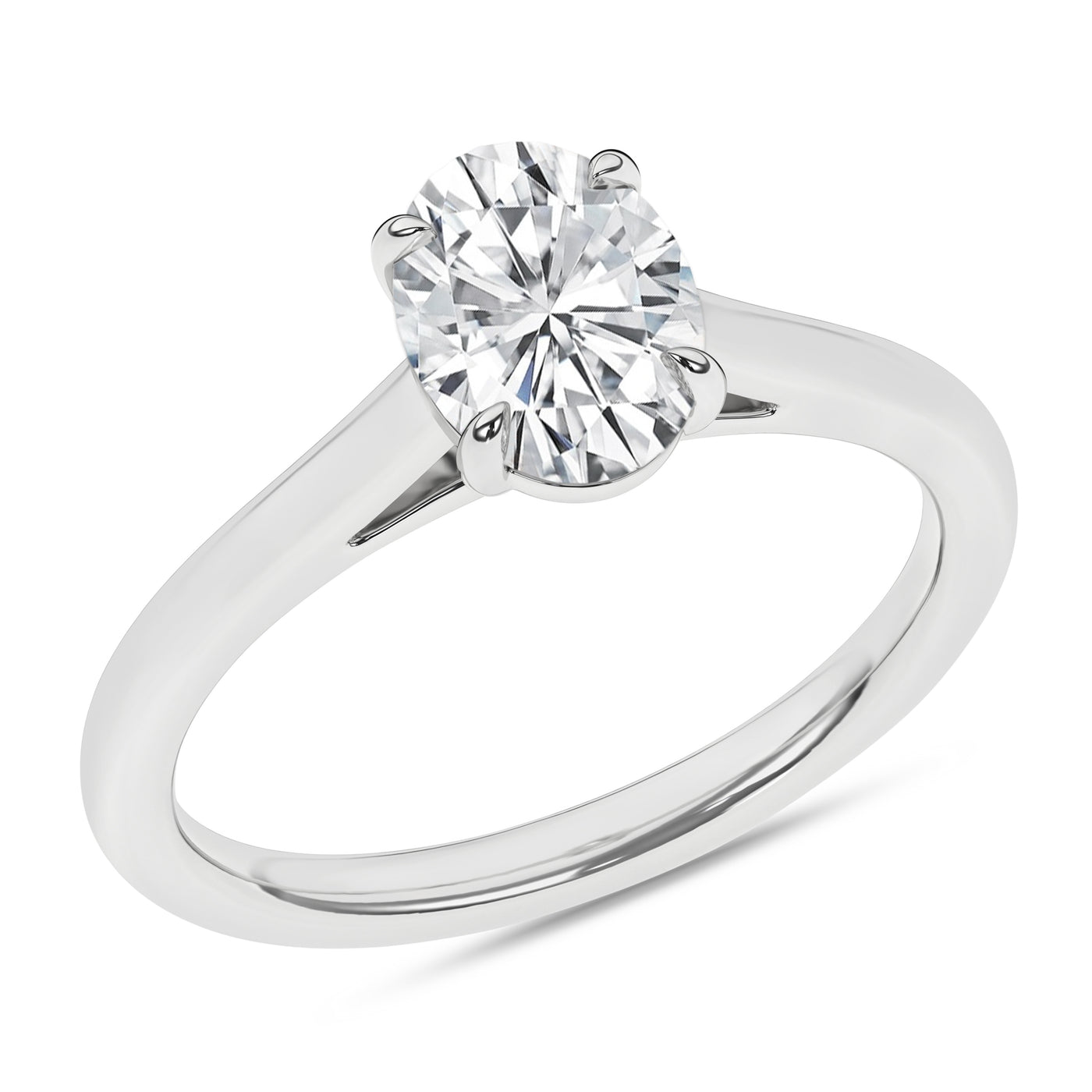 14K White Oval Lab Grown Diamond Solitaire Engagement Ring