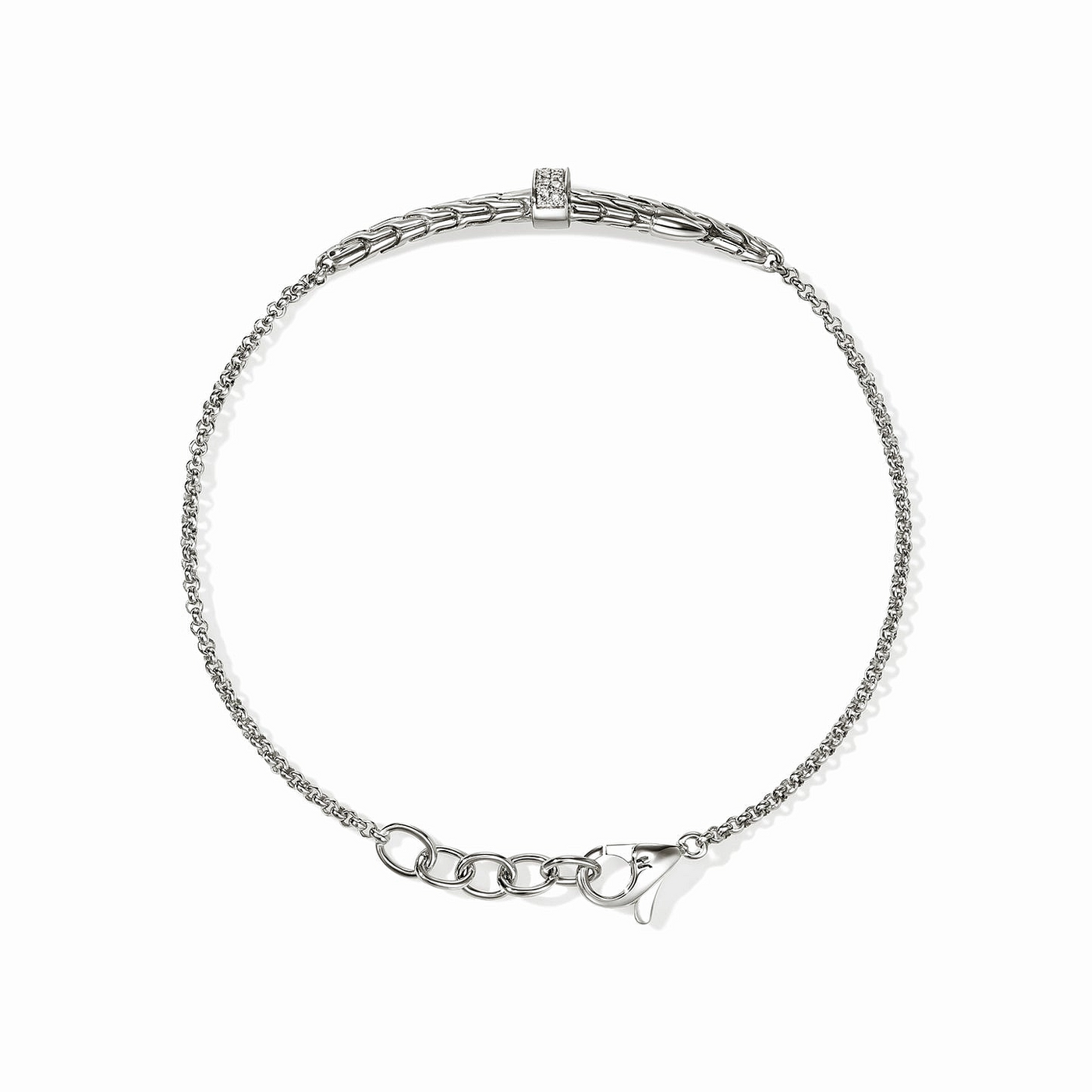 Sterling Silver Natural Diamond Spear Station Bracelet
