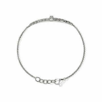 Sterling Silver Natural Diamond Spear Station Bracelet