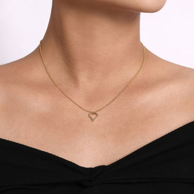 14K Yellow Heart Necklace 17.5 inch