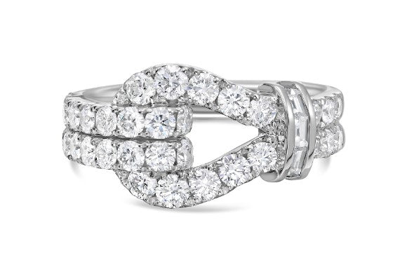 18K White Gold Asymmetrical Knot Natural Diamond Ring