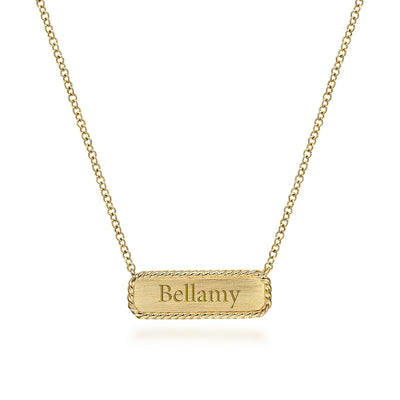 14K Yellow Gold ID Pendant Necklace