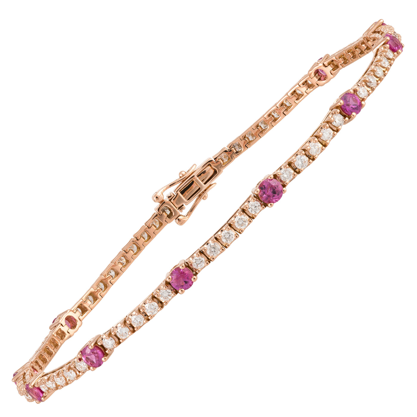 18K Rose Natural Diamond Tennis Bracelet
