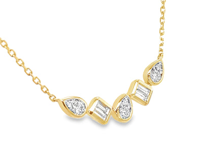 14K Yellow Natural Diamond 18 inch Necklace