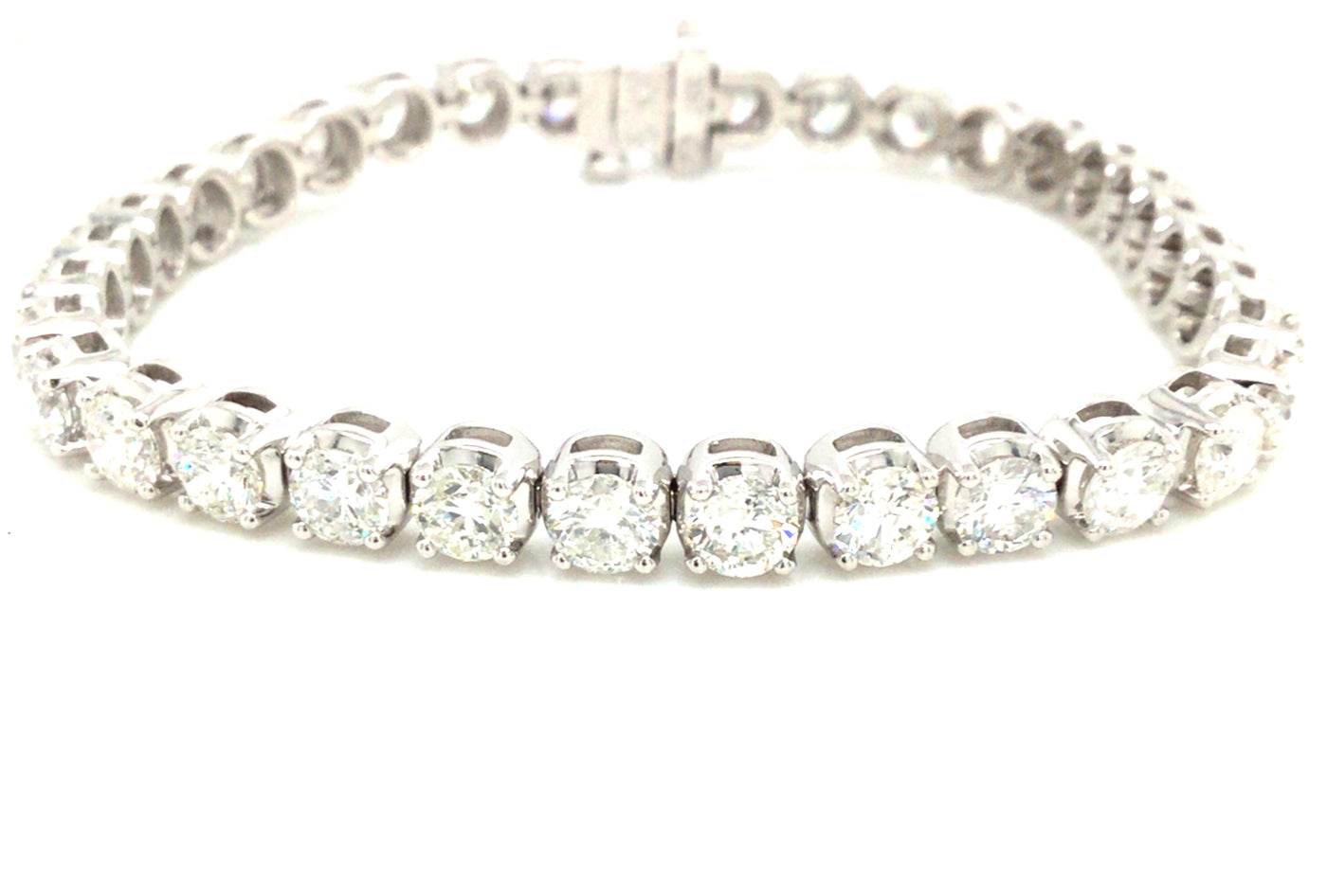 18K White Natural Diamond Tennis Bracelet