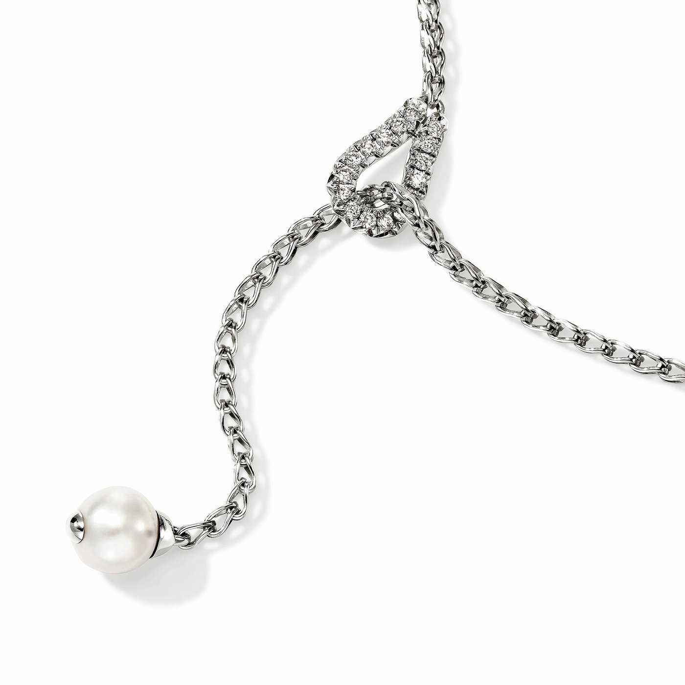 Sterling Silver Fresh Water Pearl and Natural Diamond Necklace