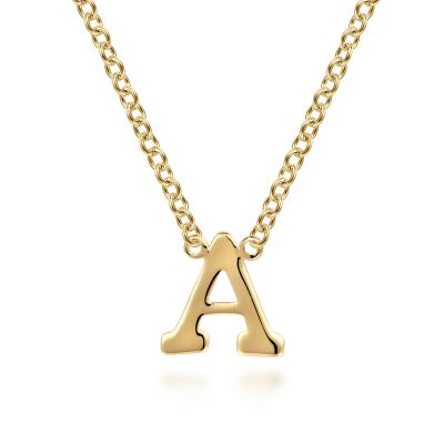 14K Yellow Letter "A" Necklace 17.5 inch