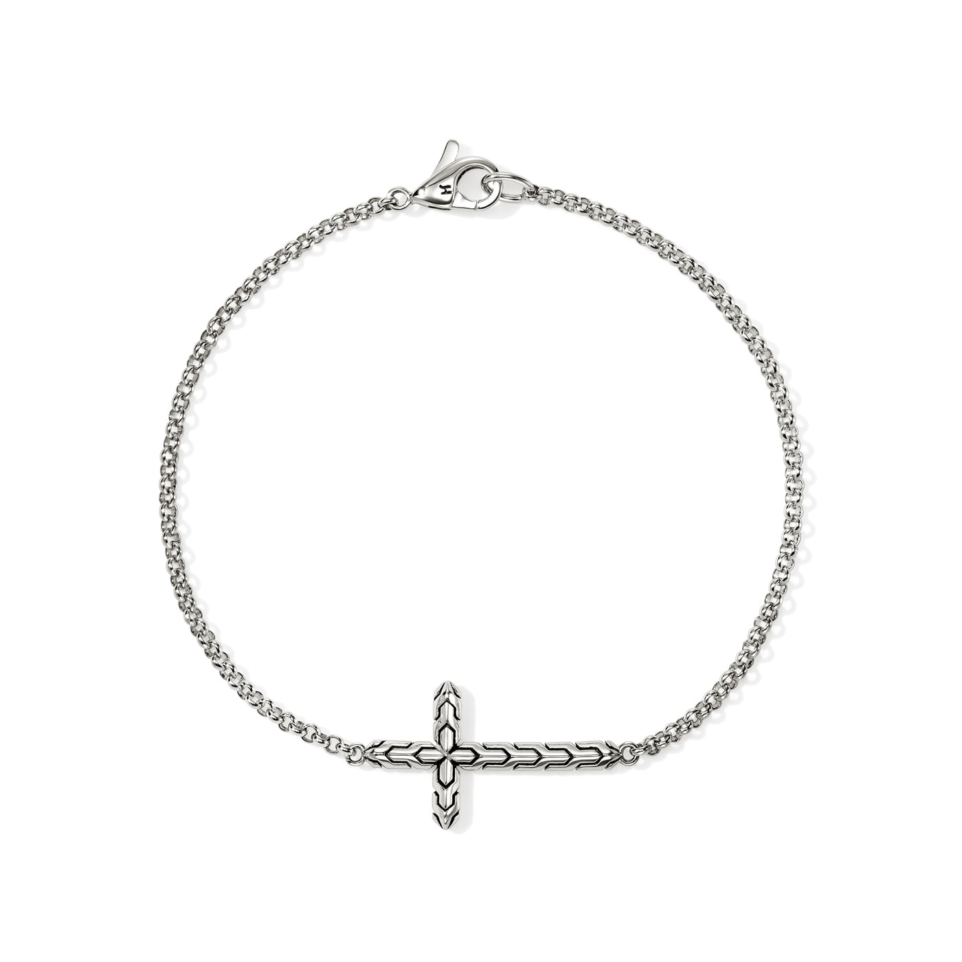 Sterling Silver White Cross Bracelet Size 7