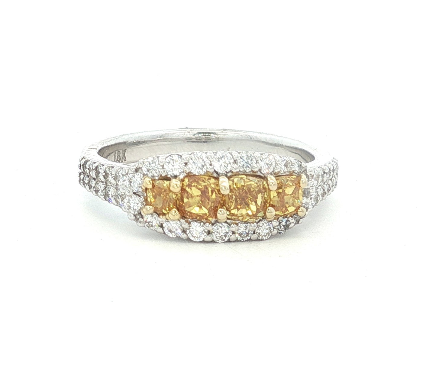 18K White Fashion Natural Diamond Ring Size 6.5
