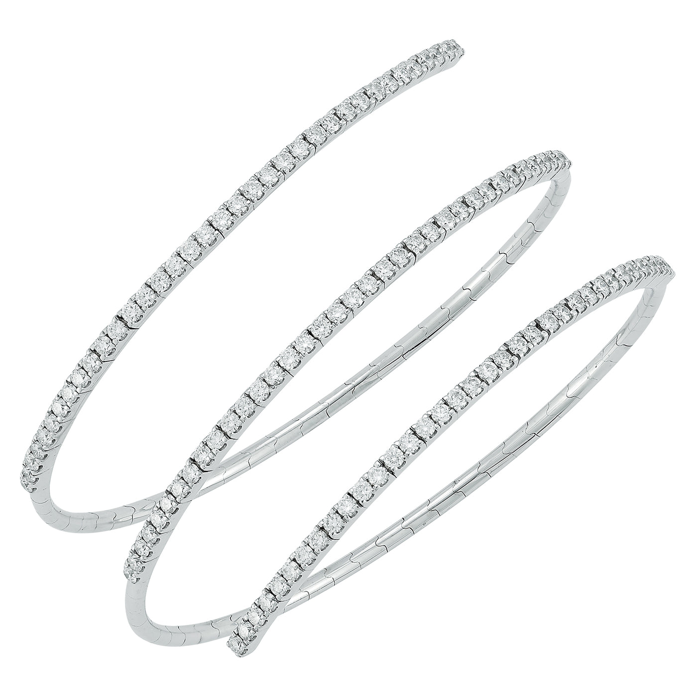 18K White Natural Diamond Cuff Bracelet