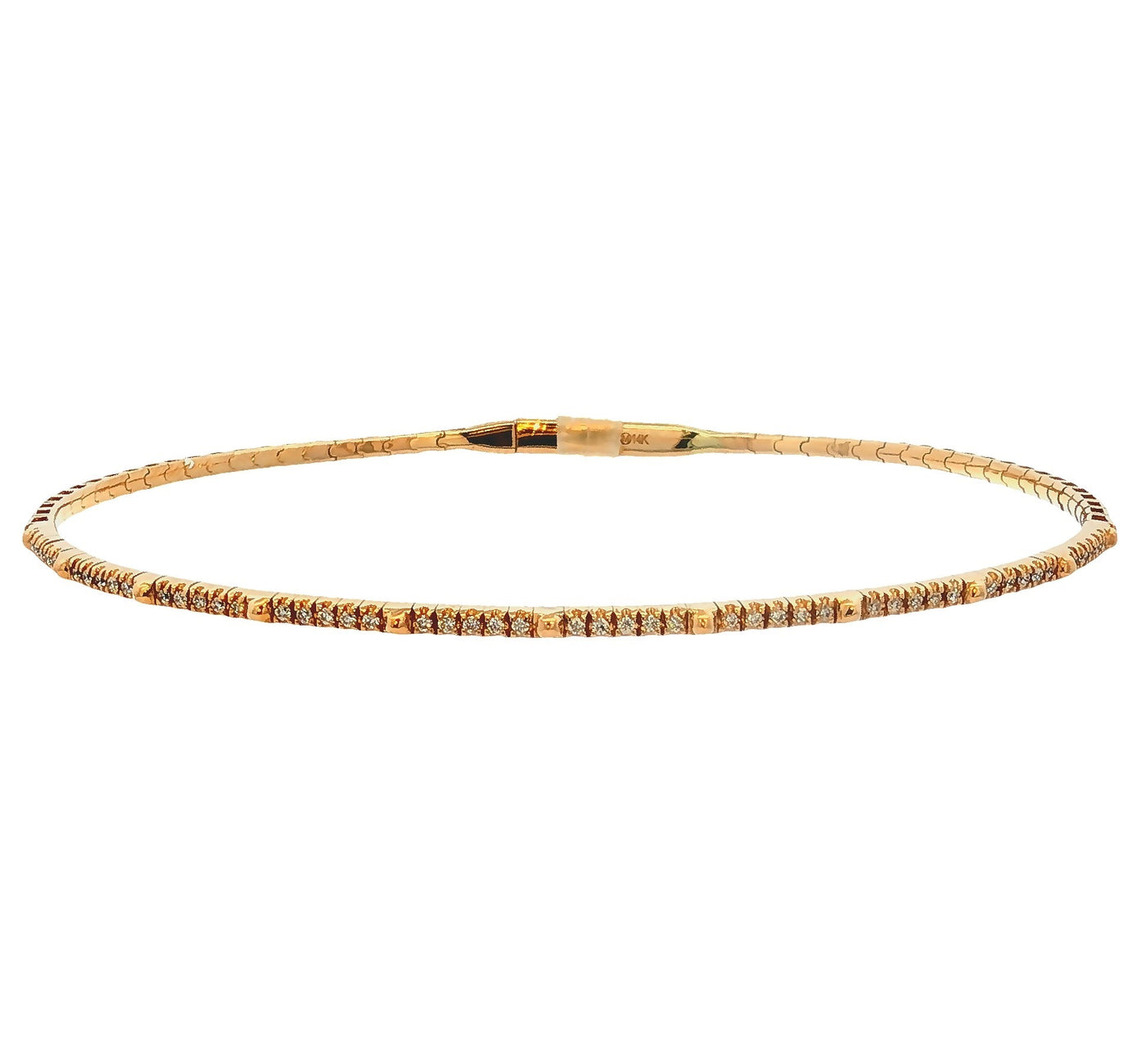 14K Yellow Gold Natural Diamond Bangle Bracelet