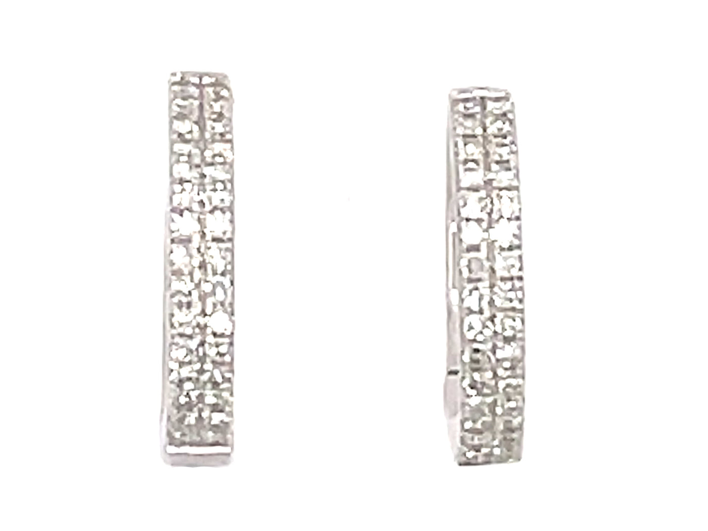 14K White Natural Diamond Huggie Earrings