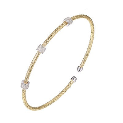 Sterling/18K Gold Finish Cuff Bracelet with Cubic Zirconium Size 7