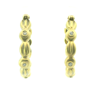 18K Green Natural Diamond Hoop Earrings
