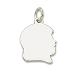 Sterling Silver Girl Head Tag Charm