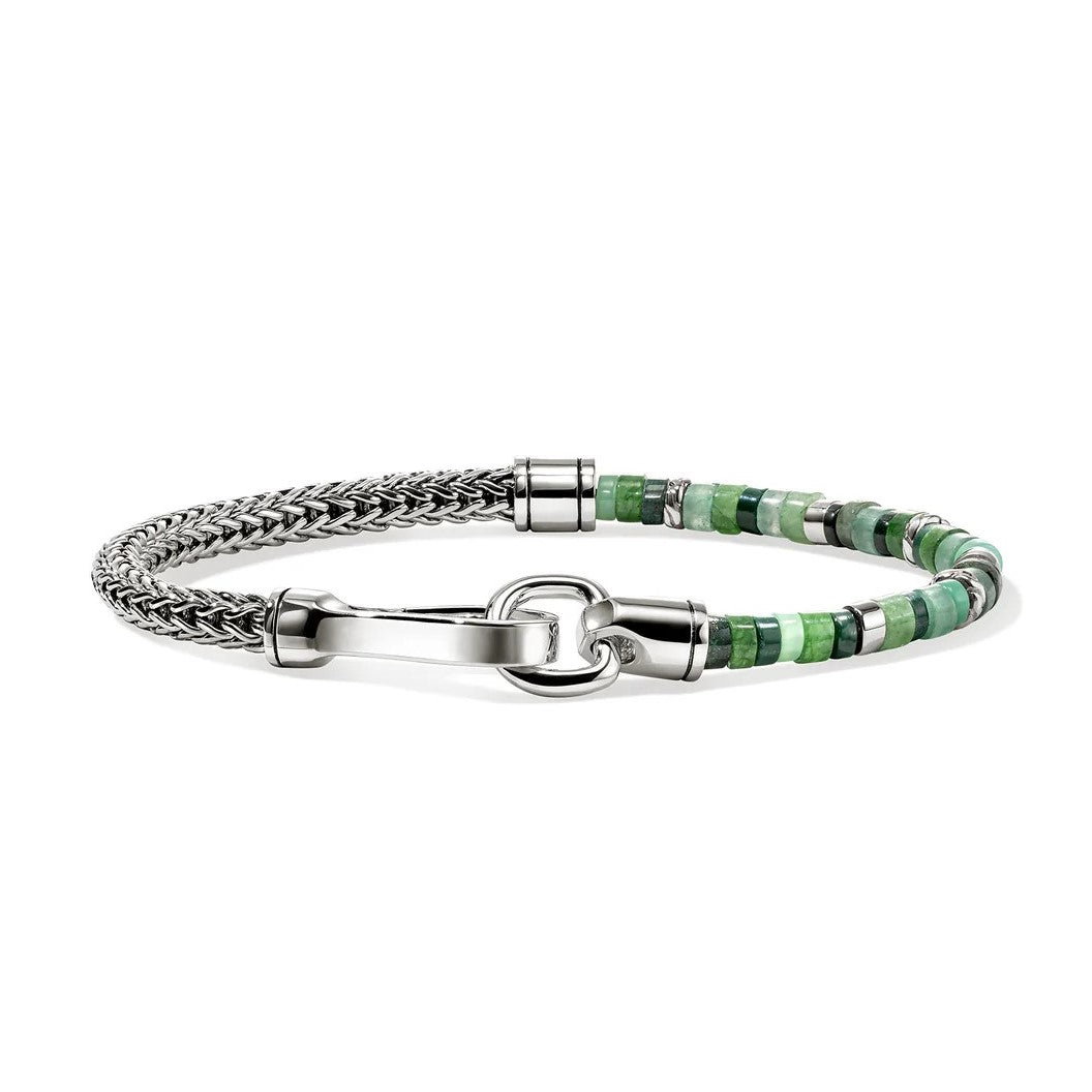 Sterling Silver Green Beaded Heishi Bracelet