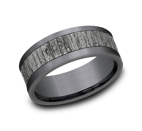 Tantalum/14K White Gold 8 mm Ammara Stone Wedding Band
