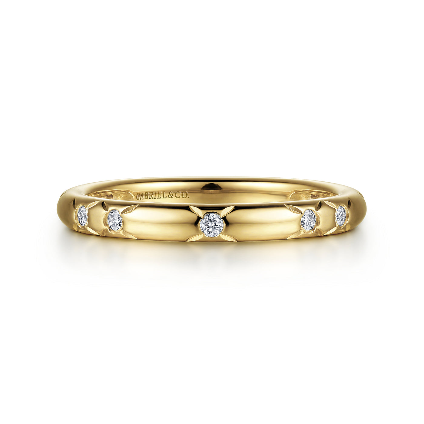14K Yellow Stackable Natural Diamond Ring Size 6.5