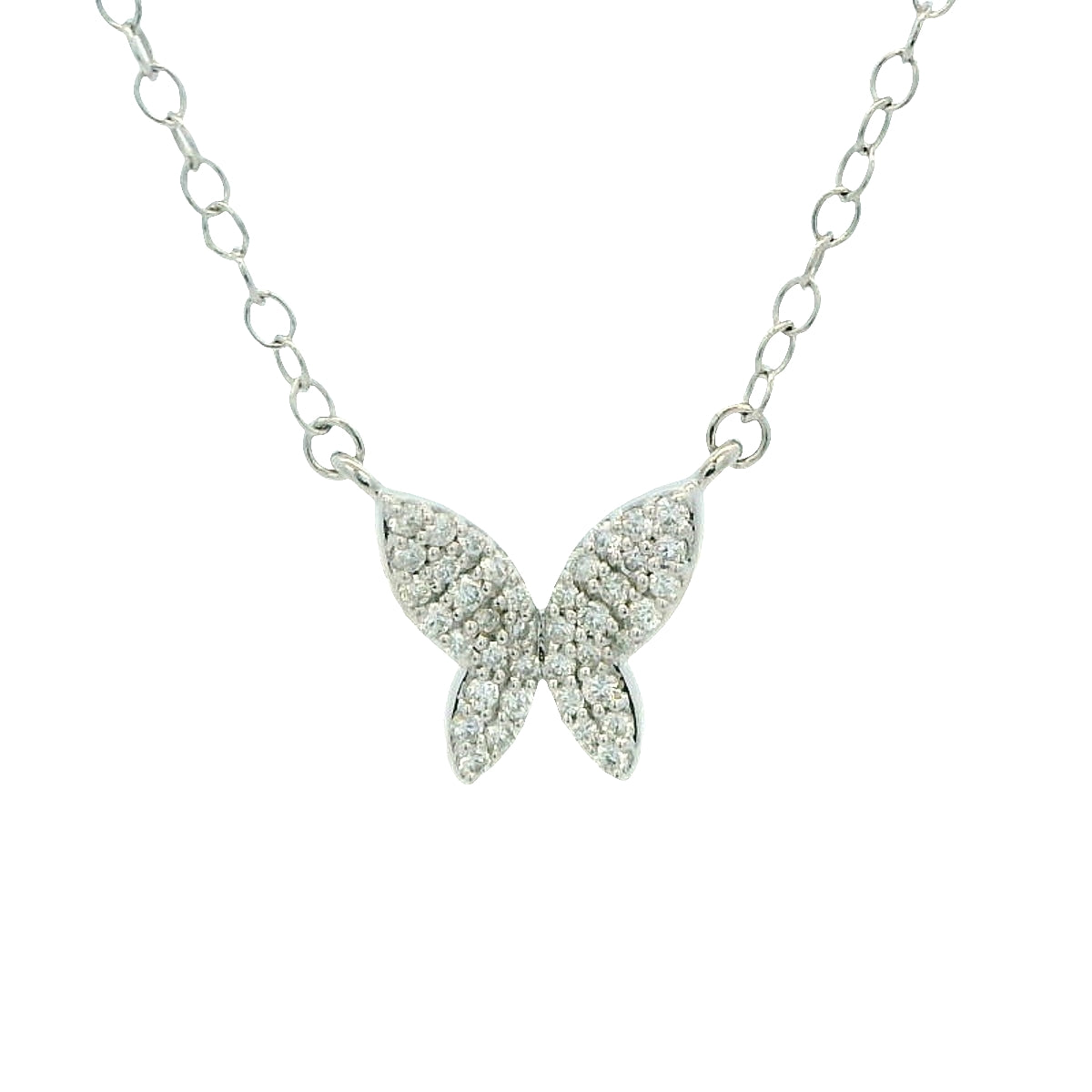 14K White Natural Diamond 17 inch Necklace