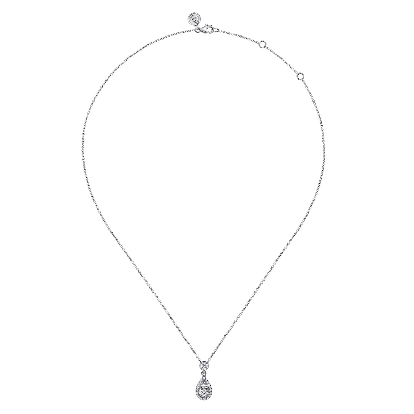 14K White Natural Diamond 17.5 inch Necklace