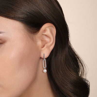 Sterling Silver 7 mm Fresh Water Pearl Drop Earrings