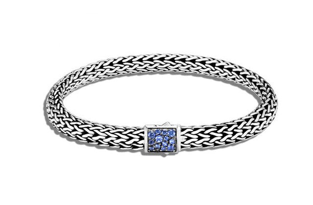 Sterling Silver Blue Sapphire Classic Chain Bracelet