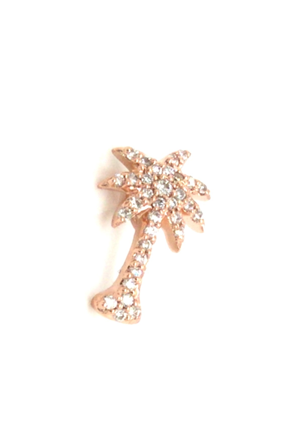 14K Rose Natural Diamond Palm Tree Pendant