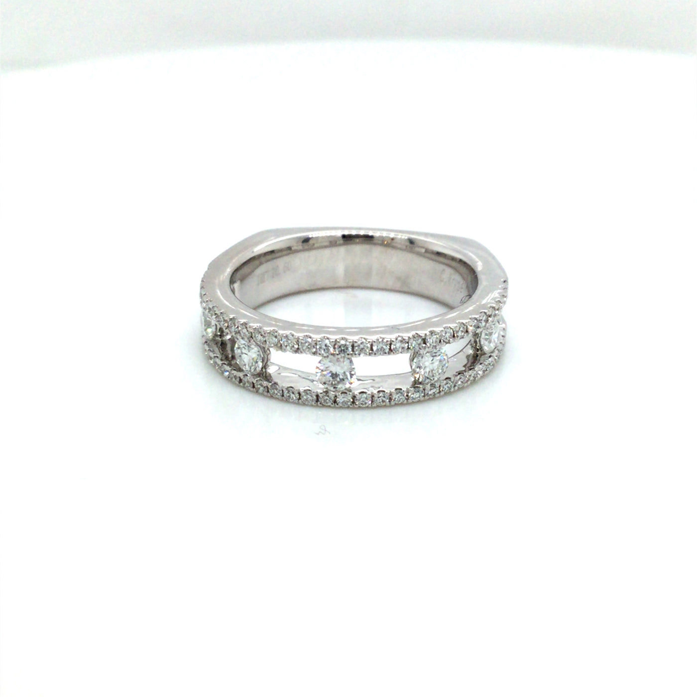 18K White Fashion Natural Diamond Ring Size 6.5