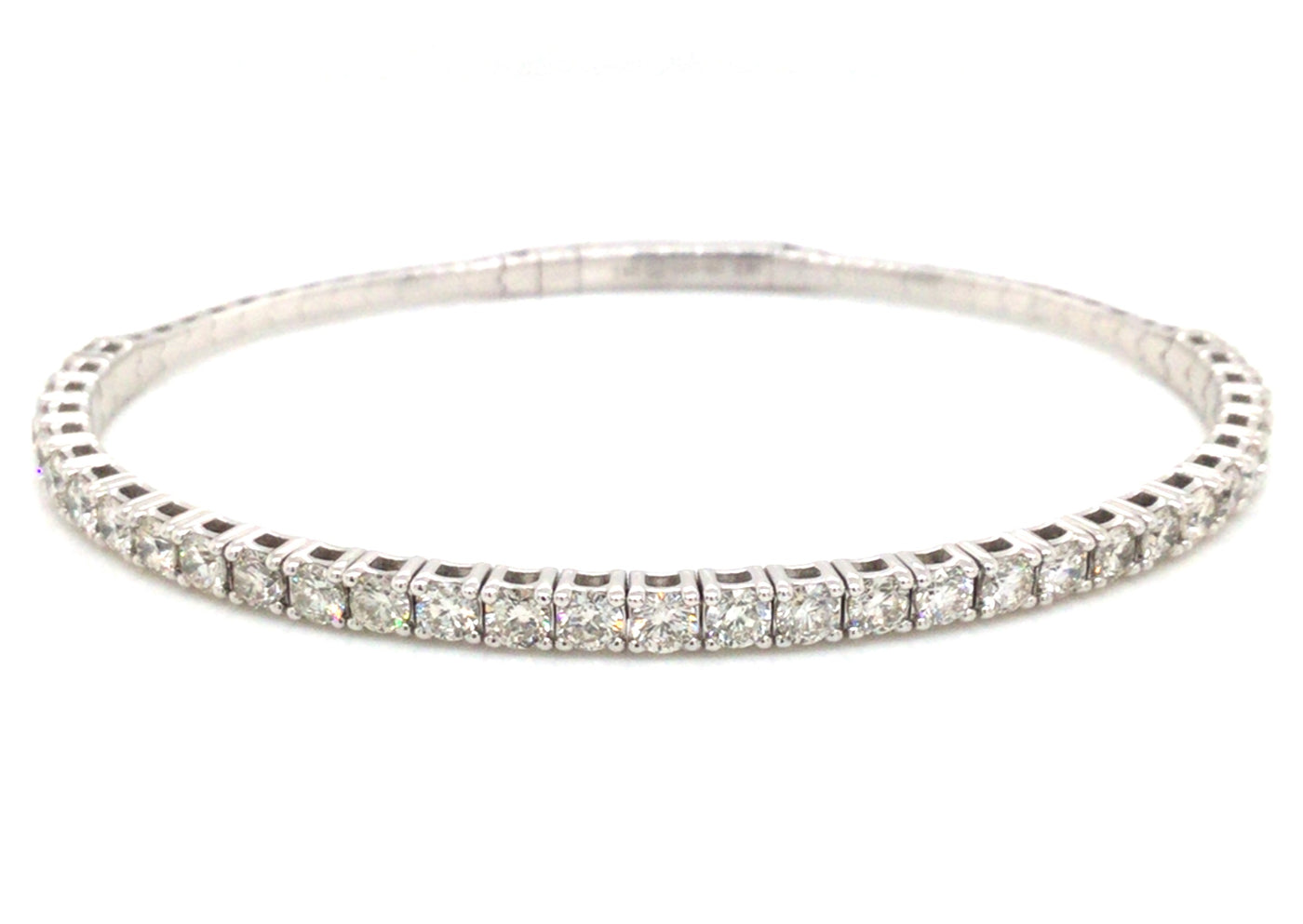 14K White Natural Diamond Flexible Bangle Bracelet