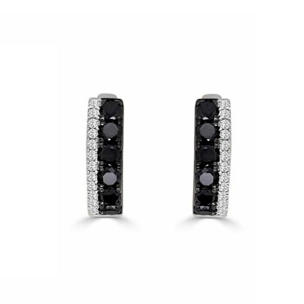 14K White Natural Diamond Huggie Earrings