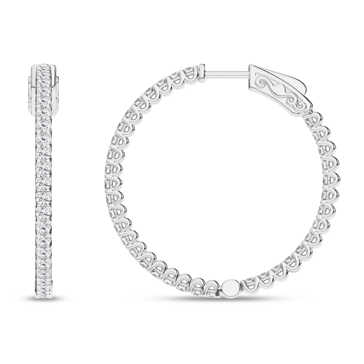 14K White Lab Grown Diamond Hoop Earrings