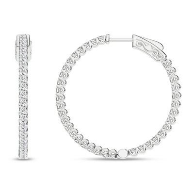 14K White Lab Grown Diamond Hoop Earrings