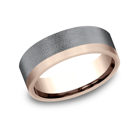 Tantalum/14K Rose Gold 7 mm Ammara Stone Wedding Band