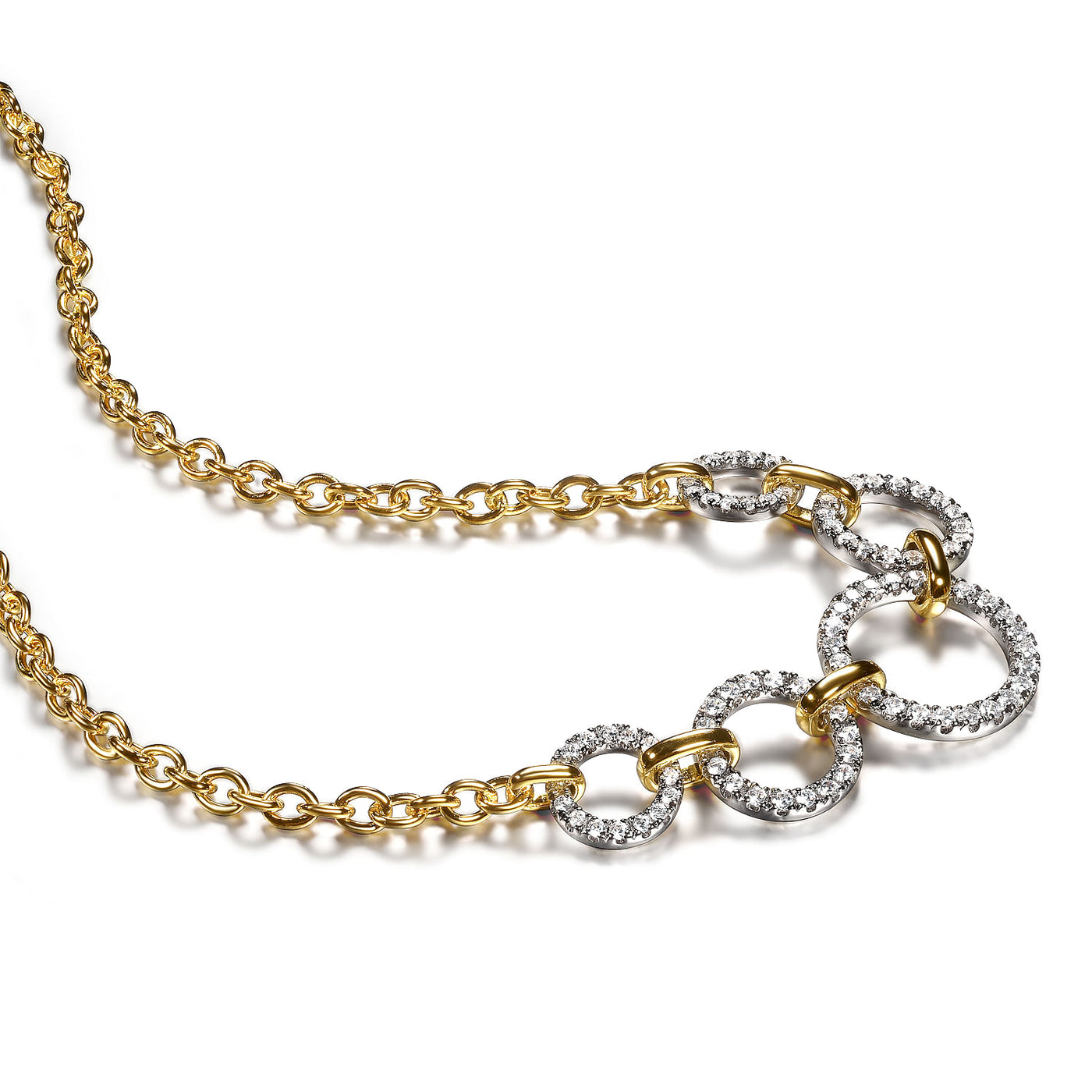 14K Yellow & White Natural Diamond 17 inch Necklace