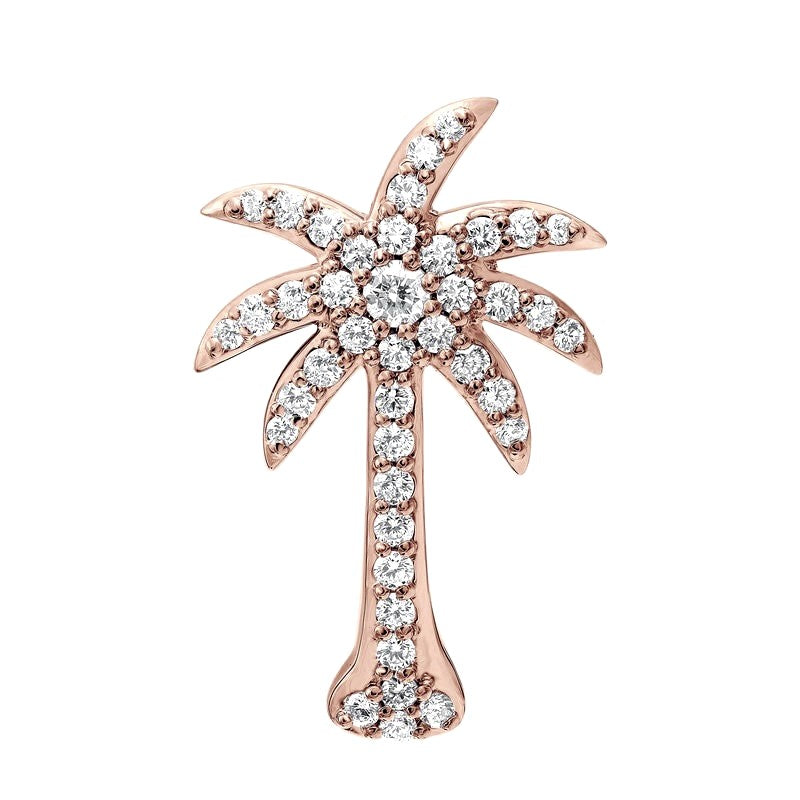 14K Rose Natural Diamond Palm Tree Pendant